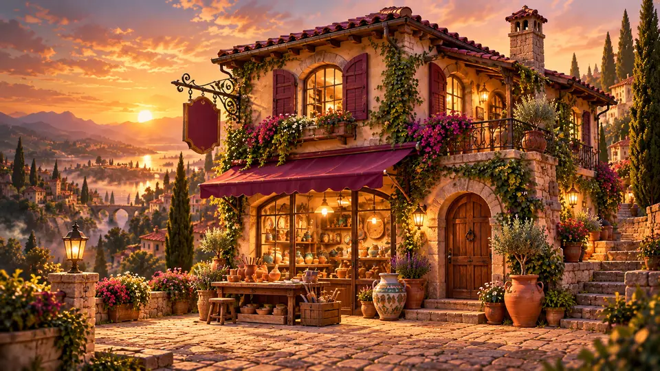 Casa-Bottega al tramonto